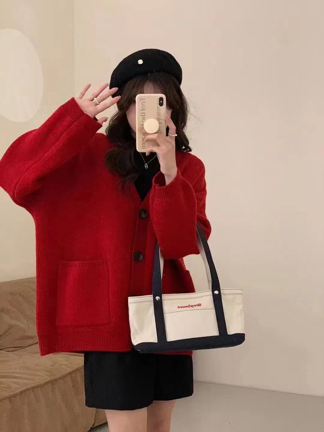 鬍鬚哥 灰色毛衣開衫女2023春秋新款軟糯糯慵懶高級感V領針織外套