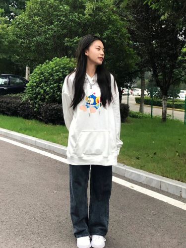 官图美式hiphop复古卡通卫衣女秋冬加绒vibe国潮小众连帽外套