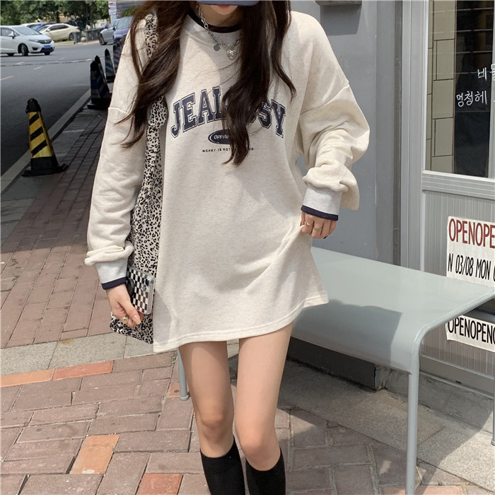 官圖  秋裝新款薄款美式復古高街衛衣女寬鬆上衣