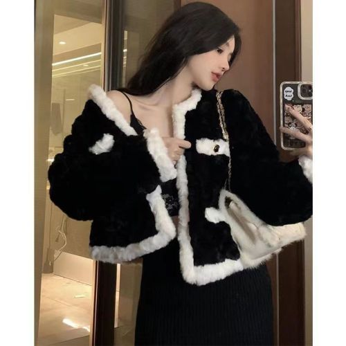 Xiaoxiangfeng Lamb Plush Jacket Women's Autumn and Winter 2023 New Korean Style French Style Loose Slim Cardigan Top