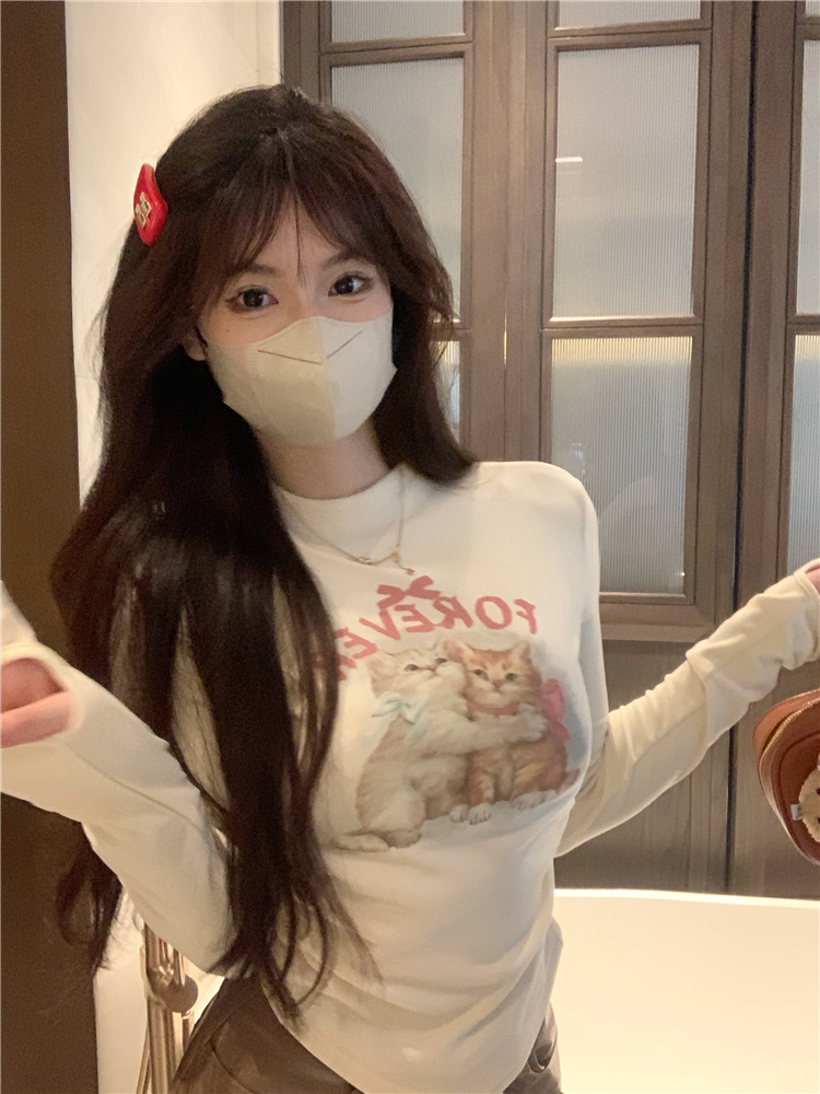 實拍~磨毛德絨長袖加厚T桖女秋冬修身打底衫顯瘦辣妹短上衣