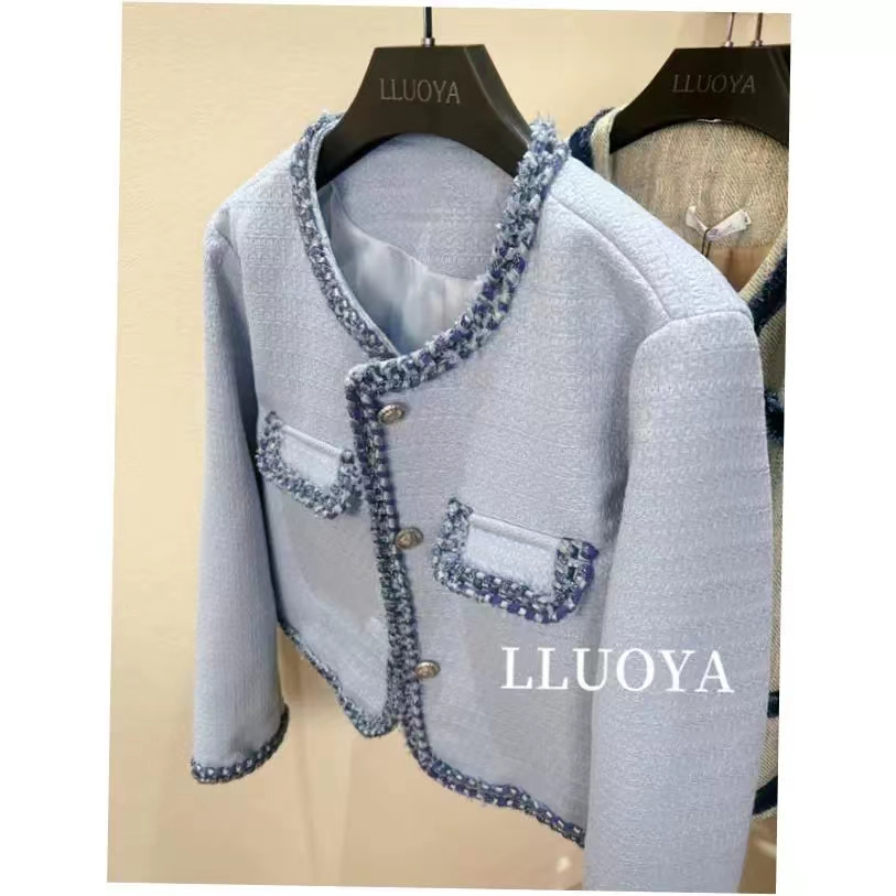 The same style of French style jacket for women in autumn, new temperament, high-end style, western style, blue long sleeves for ladies