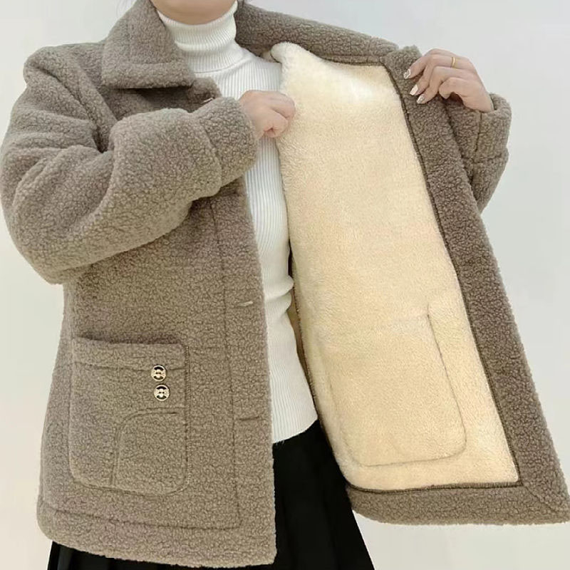 Middle-aged mothers autumn and winter fashionable foreign style jackets 2023 new style middle-aged and elderly ladies wear square collar