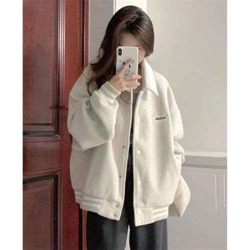  Spring and Autumn New Jacket Women Small Loose Versatile American Retro Couple Baseball Uniform Casual Jacket