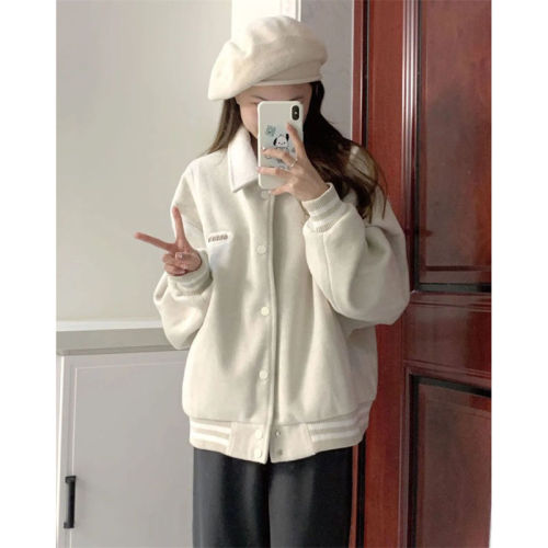  Spring and Autumn New Jacket Women Small Loose Versatile American Retro Couple Baseball Uniform Casual Jacket