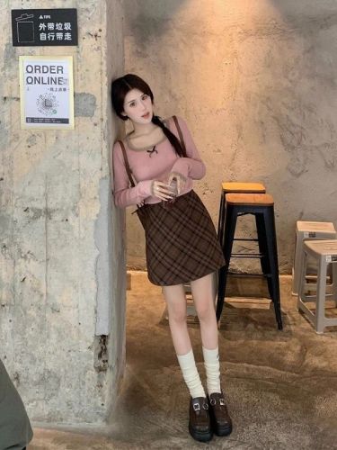 Song Zhengen furry bow woolen small piece bottoming shirt for women, slim fit inner wear, pure pink fashion outer wear, long sleeves