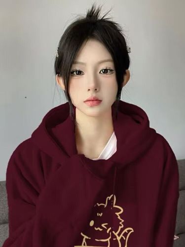 加绒卫衣女秋冬新款重磅宽松本命年龙年衣服oversize潮牌小众外套