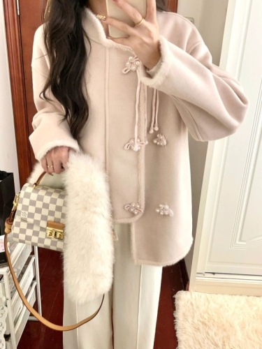 New Chinese style  autumn and winter new temperament socialite high-end small fragrance style woolen jacket