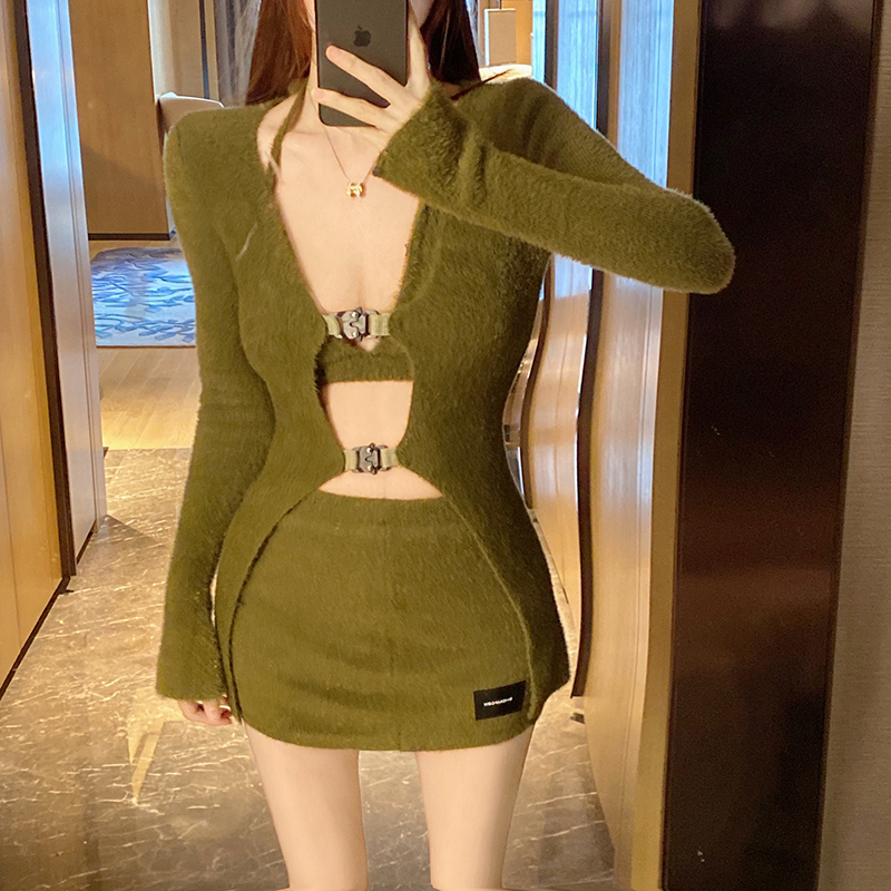 實拍 ins純欲性感三件套內搭吊帶辣妹短裙套裝倉庫貂毛外套