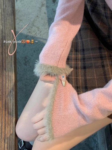 Short bow sweater for women in autumn and winter  new style lazy style high-end super good-looking inner pullover sweater