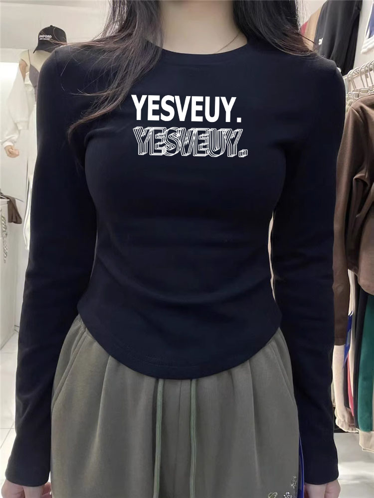 雙面德絨磨毛長袖T恤女秋冬內搭打底衫小個子百搭短款修身上衣潮