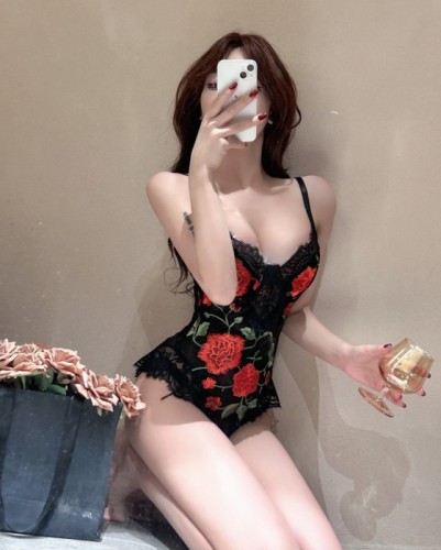 Real shot~Sexy and tempting lace crocheted charm home wear jumpsuit for women in private room