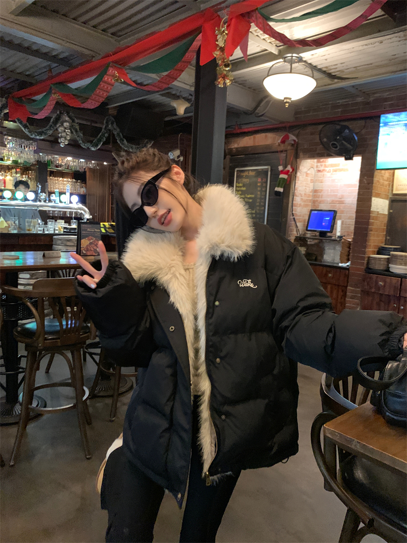 Actual shot of short cotton coat for women 2023 new fur all-in-one autumn and winter cotton coat and lamb wool coat
