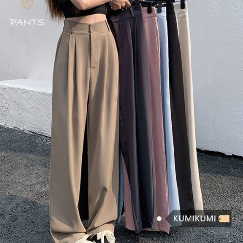 Original Wide Leg Pants for Girls - Spring and Summer Thin Version High-Waisted Advanced Feel Black Straight Leg Pants Casual Suit Pants