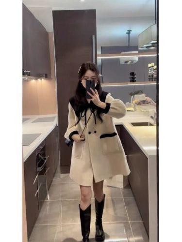 This year's popular woolen double-sided cashmere coat 2023 autumn and winter new style winter small fragrance short coat women's winter