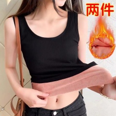 Thermal vest women's underwear lined thick sleeveless heating fleece autumn winter seamless base top