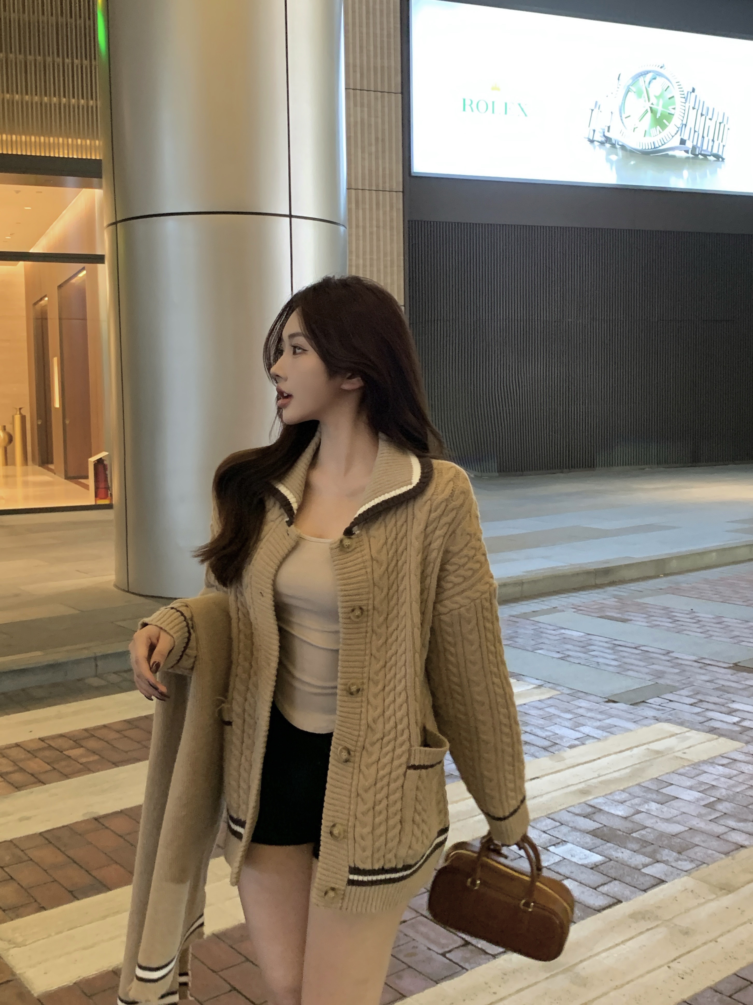 實拍 韓系復古麻花加厚毛衣外套女秋冬新款慵懶風上衣配圍巾