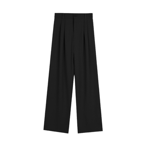 Original Wide Leg Pants for Girls - Spring and Summer Thin Version High-Waisted Advanced Feel Black Straight Leg Pants Casual Suit Pants