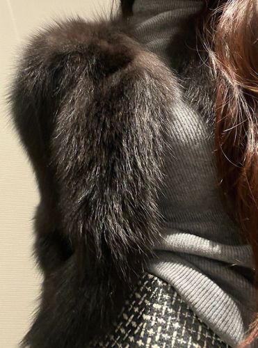 Actual shot Korean style loose coat eco-friendly fur one-piece fur coat high-end mocha brown