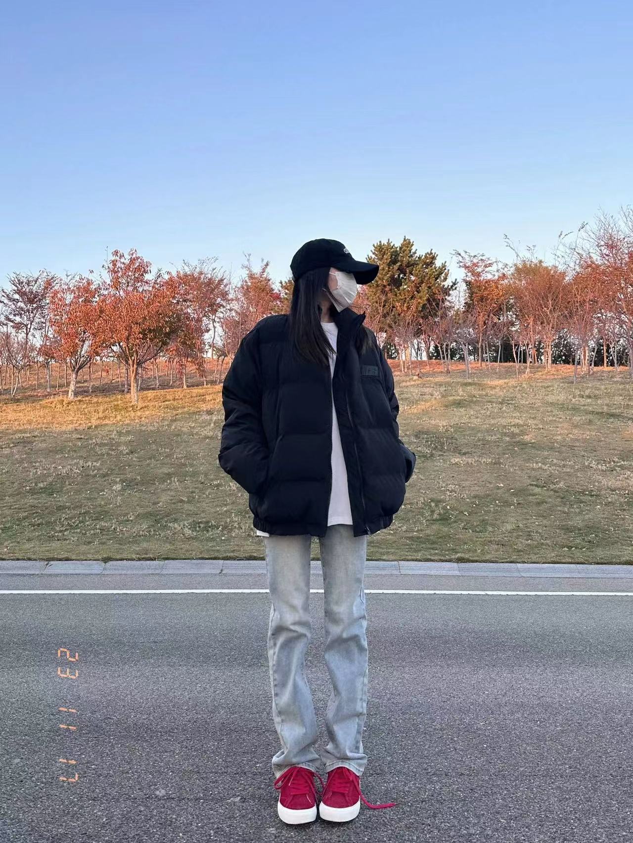 手塞棉棉服冬季新款寬鬆加厚棉衣麵包服印花外套女