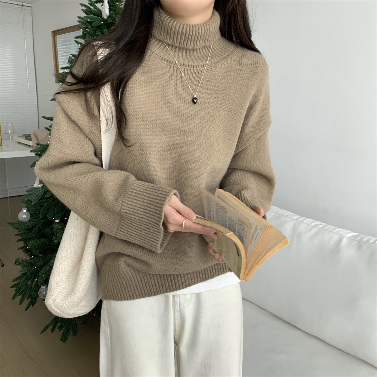 實拍 秋冬韓版寬鬆高領氣質內搭北極絨套頭百搭針織衫毛衣女