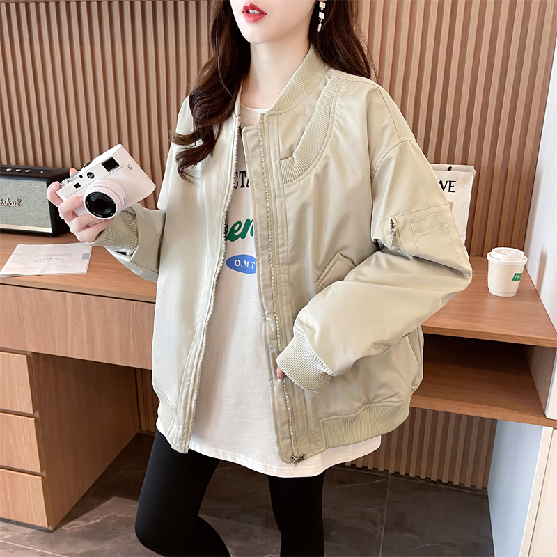 實拍 飛行員夾克棉服設計感小眾棒球棉衣新款美式復古外套女秋冬