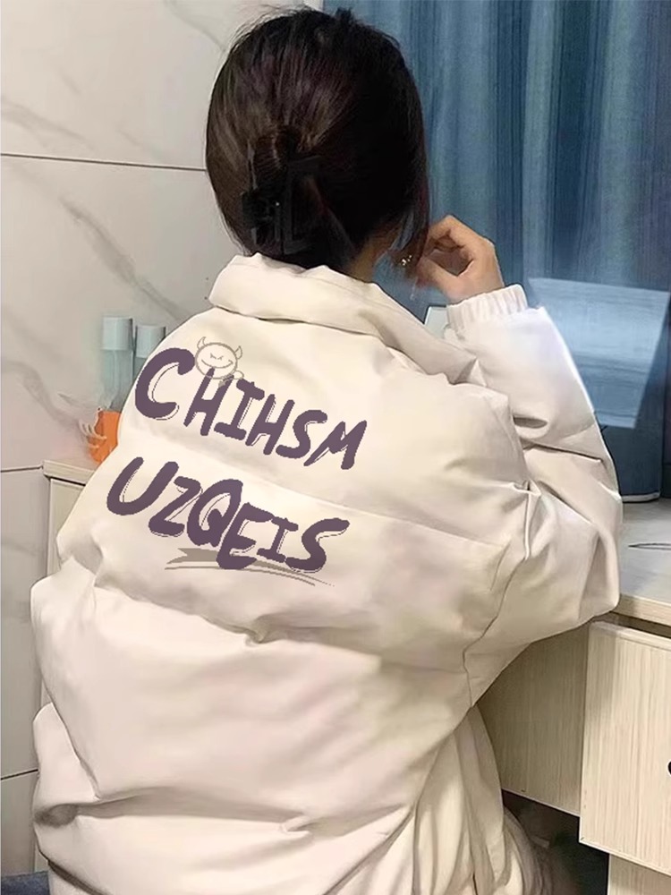 手塞棉棉服冬季新款寬鬆加厚棉衣麵包服印花外套女