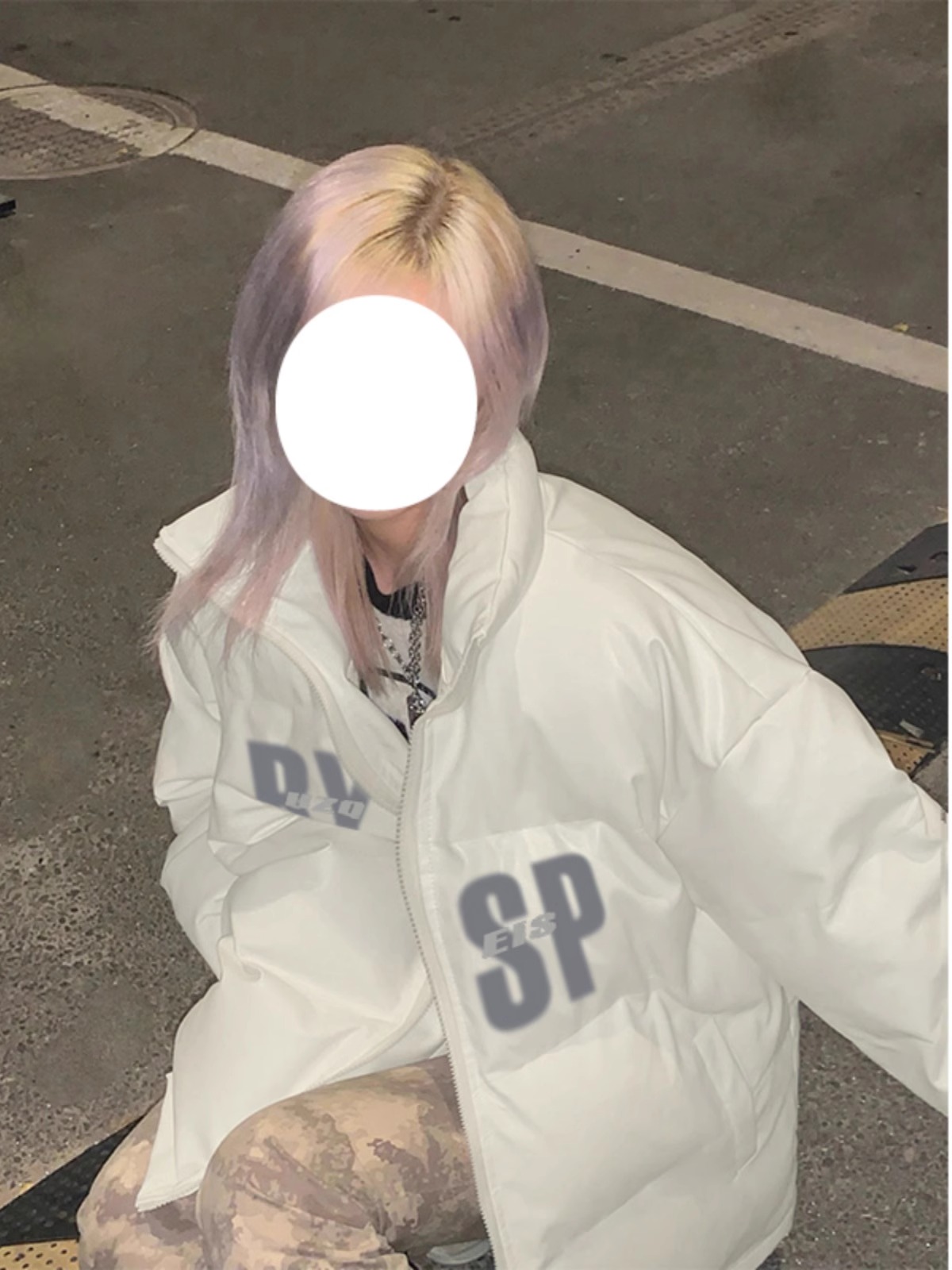 高品質PU皮棉服手塞棉加厚冬季新款寬鬆印花棉服麵包服女外套