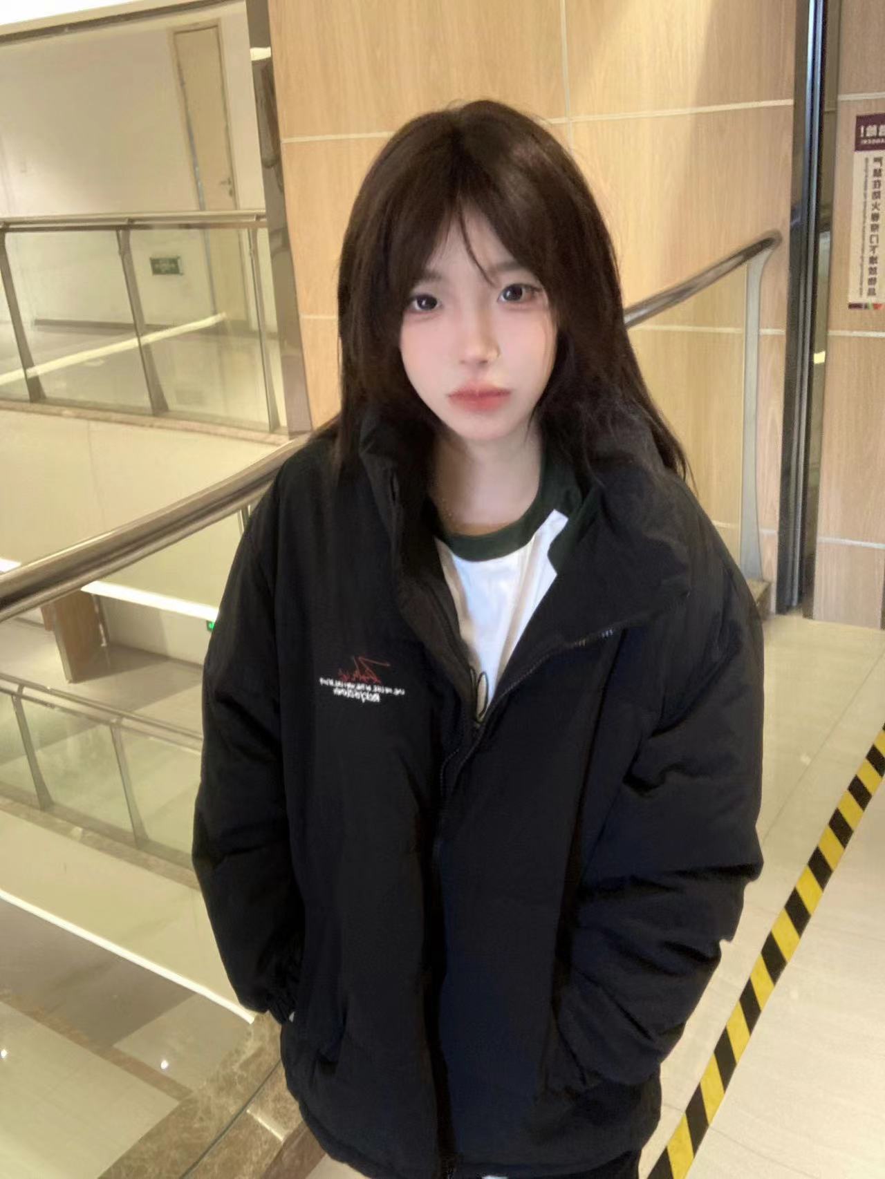 手塞棉棉服冬季新款寬鬆加厚棉衣麵包服印花外套女