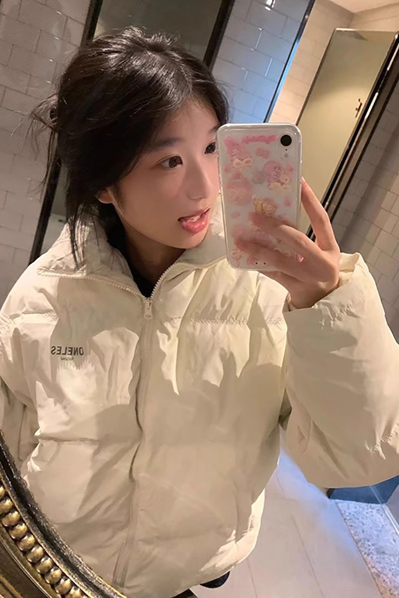 手塞棉棉服冬季新款寬鬆加厚棉衣麵包服印花外套女
