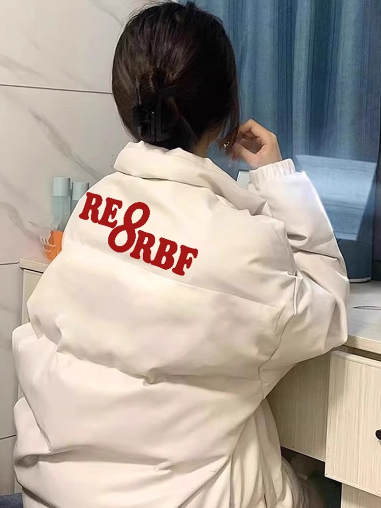 手塞棉棉服冬季新款寬鬆加厚棉衣麵包服印花外套女