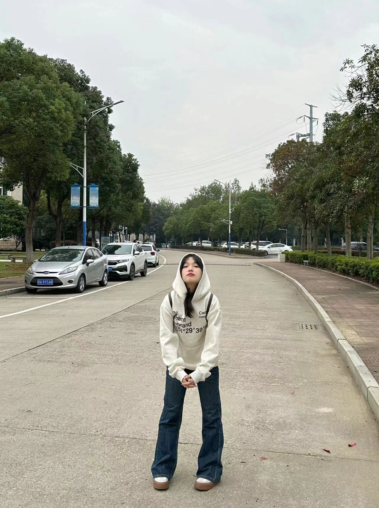 CVC棉麵食毛華棉複合/牛奶絲300克銀狐絨400克前 印花連帽衛衣女
