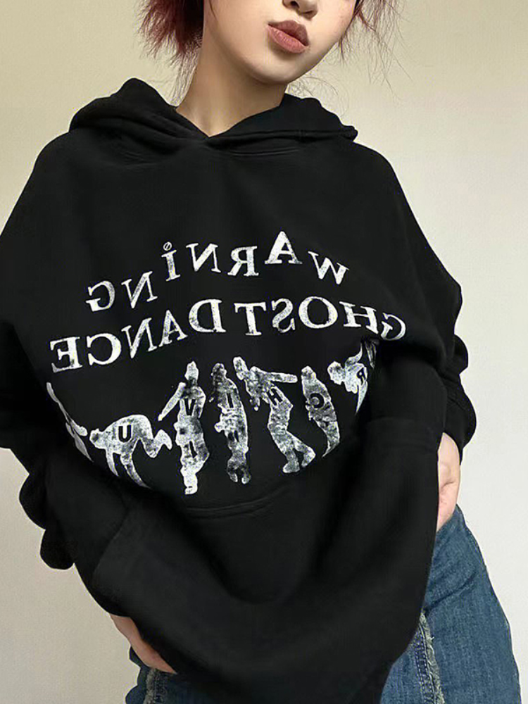 Official picture of Chinese cotton composite thin 310g/plus velvet 410g autumn and winter sweatshirt for women with print