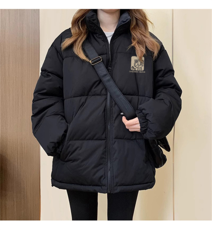 高品質手塞棉加厚冬季新款棉服寬鬆印花棉衣麵包服女
