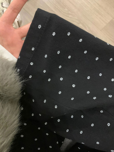 1416# Pure Cotton Cotton Composite Floral Black Straight Leg Casual Pants Women Autumn Winter Thicken Full Leg Pants