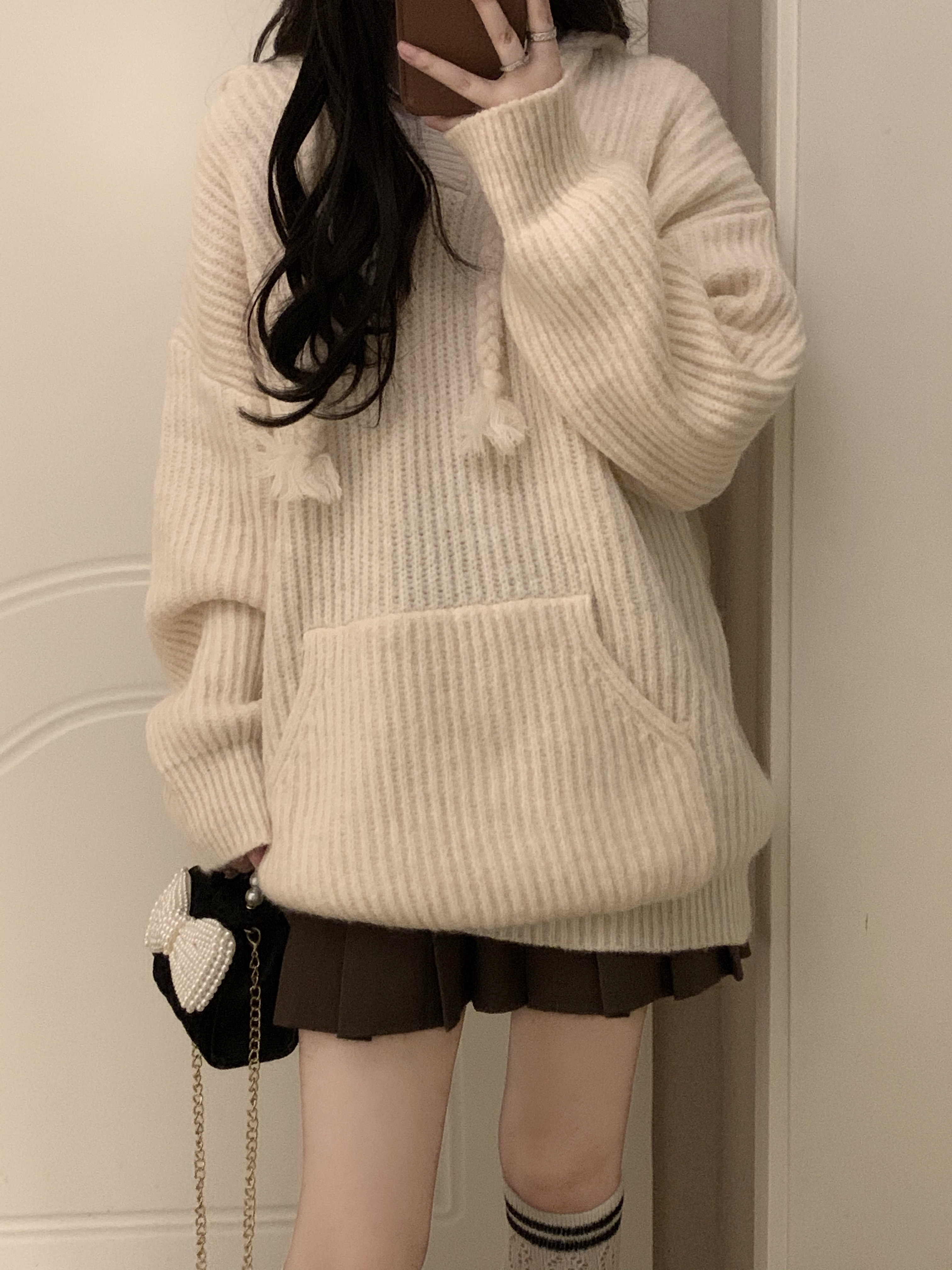 溫柔風軟糯糯毛衣2023秋季新款女甜美寬鬆慵懶針織長袖中長款上衣