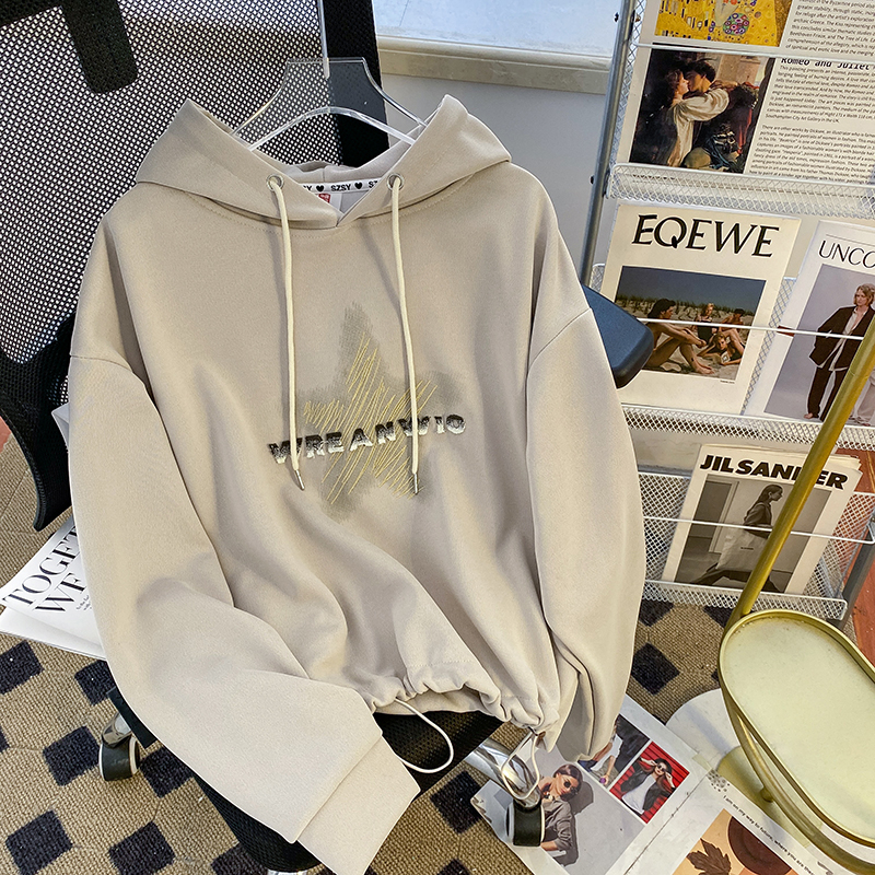 實拍 華棉復牛奶絲300克後包領雙層帽大碼新款春秋季寬鬆上衣