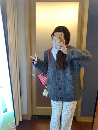 Korean-style floral mini bell-bottom pants for women, winter  new arrival, high-waisted, slimming, loose, floor-length wide-leg mule pants