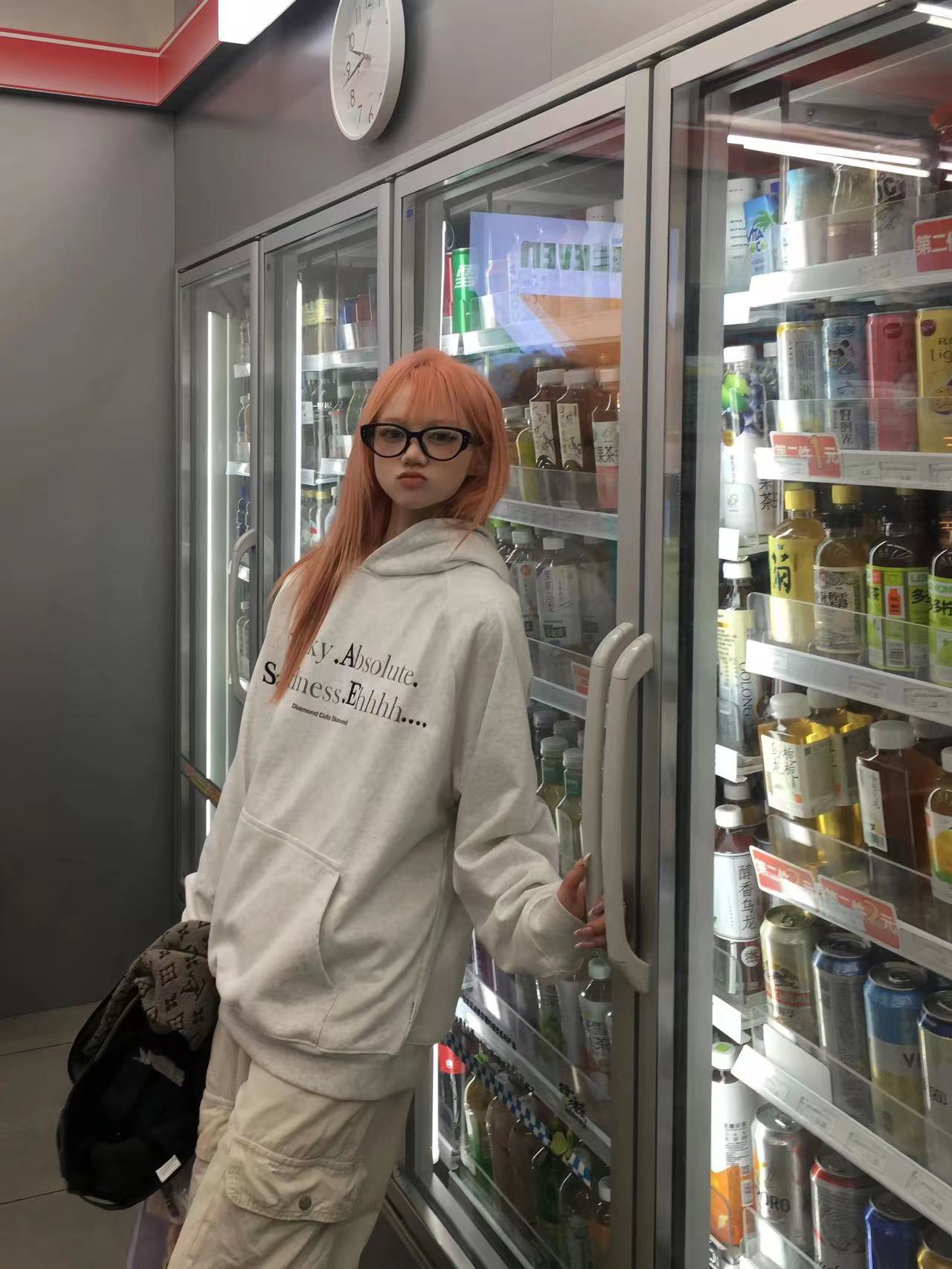 CVC棉麵食毛華棉複合/牛奶絲300克銀狐絨400克前 印花連帽衛衣女