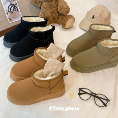 Women's Snow Boots with Anti-Frost Puffy Thick Sole, Outer-Wear Winter Fur-Lined Warm Plush Shoes