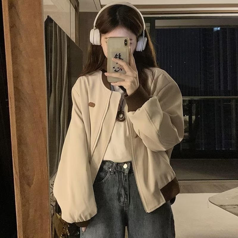 Baseball Jacket Women's Spring and Autumn 2023 New American Street Small Short Versatile Casual Contrast Color Jacket