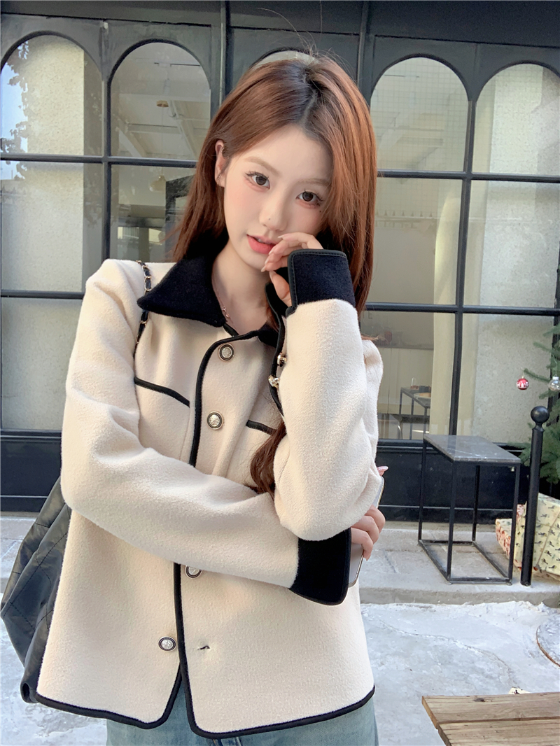 實拍 ins慵懶風高級感小香風拼色雙面尼外套女