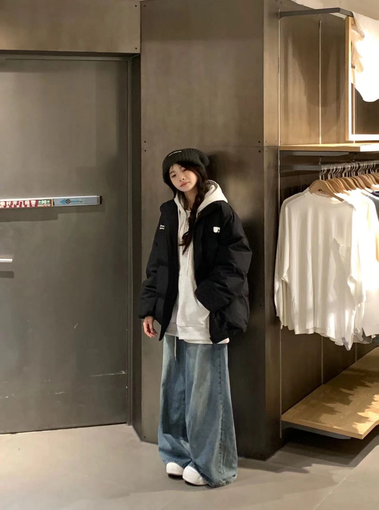 手塞棉棉服冬季新款寬鬆加厚棉衣麵包服印花外套女