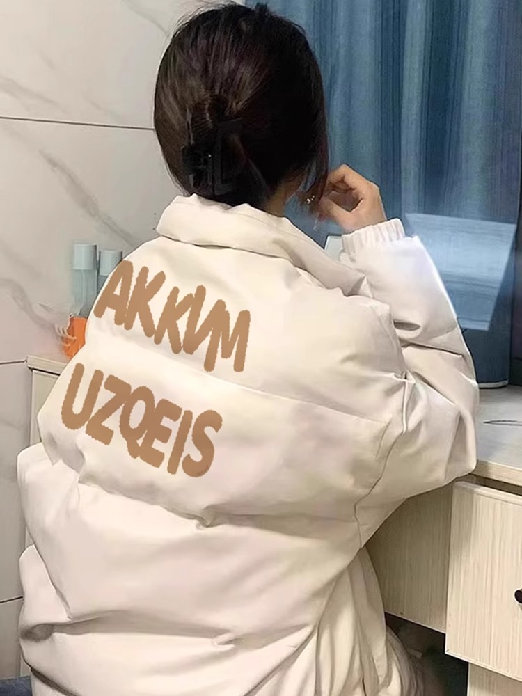 手塞棉棉服冬季新款寬鬆加厚棉衣麵包服印花外套女