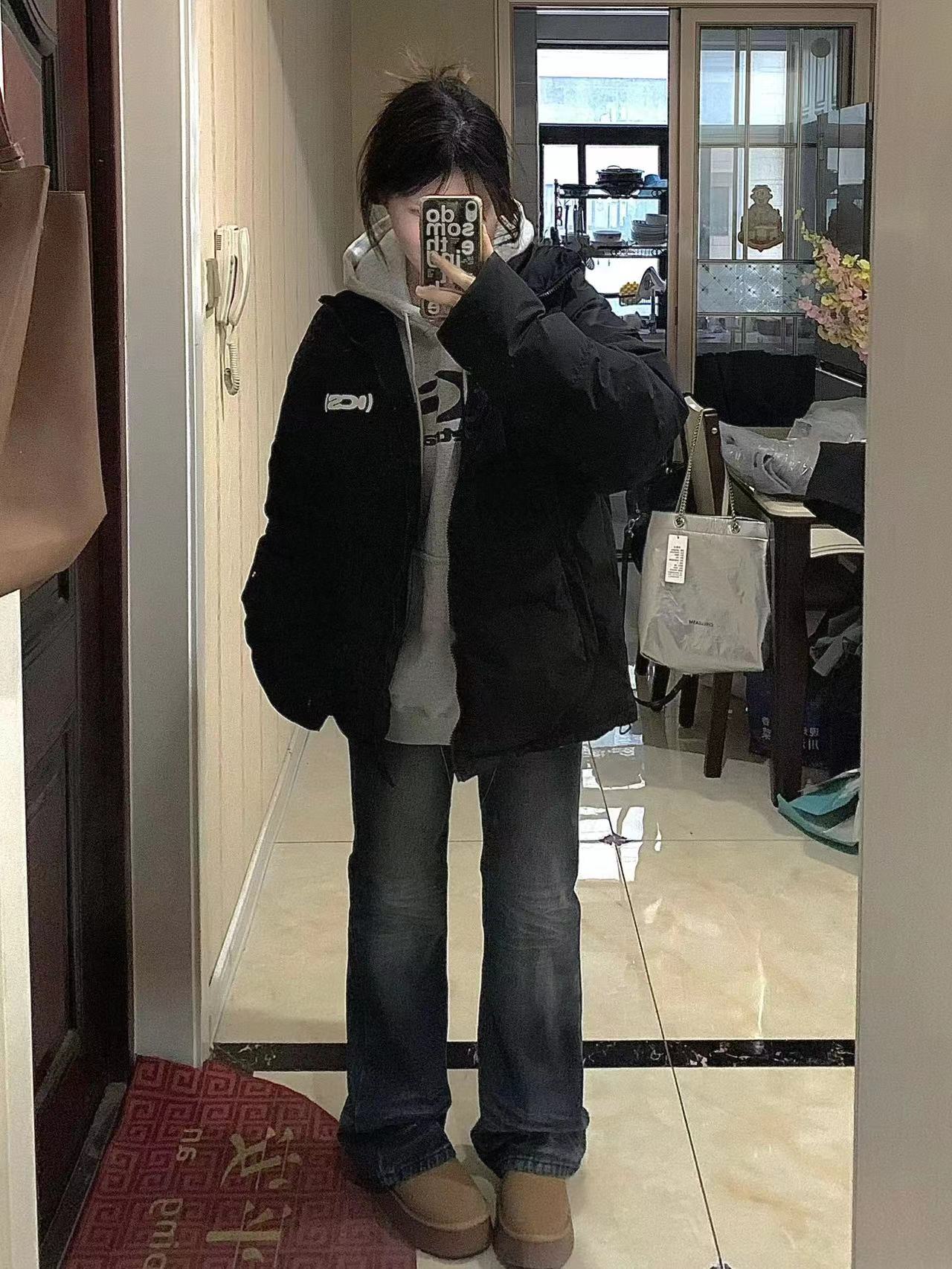 手塞棉棉服冬季新款寬鬆加厚棉衣麵包服印花外套女