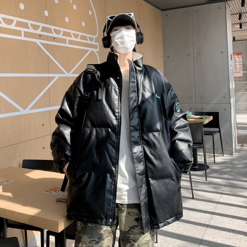 立領皮外套男女冬季加厚加絨羊羔毛棉服保暖情侶裝麵包服潮牌棉衣