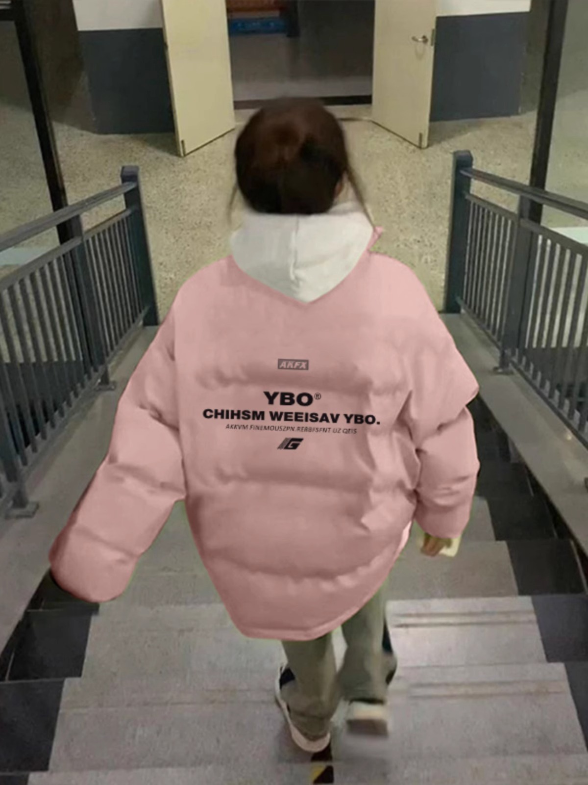 高品質手塞棉加厚冬季新款棉服寬鬆印花棉衣麵包服女