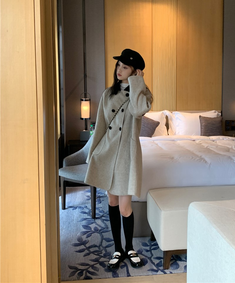 長款毛呢風衣外套女裝高級感氣質小個子法式小香風呢子大衣冬