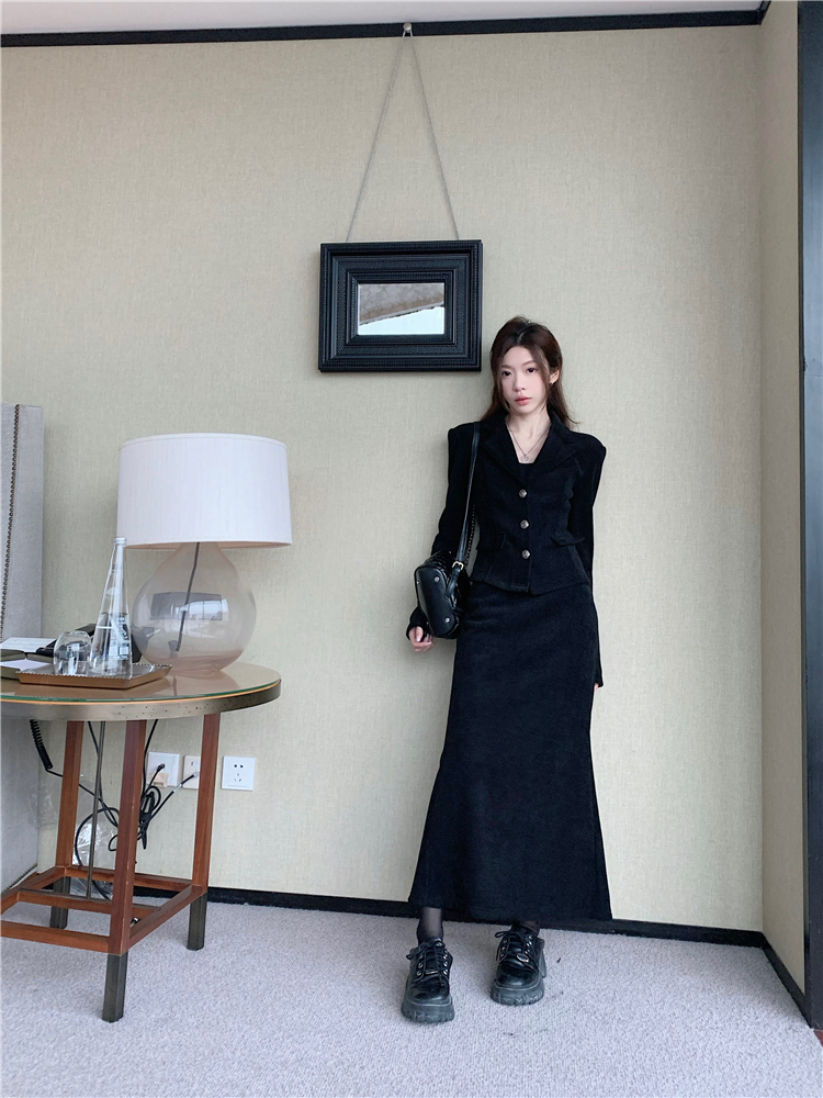 實拍~小香風套裝時尚高級感加絨西裝版外套氣質辣妹短裙女
