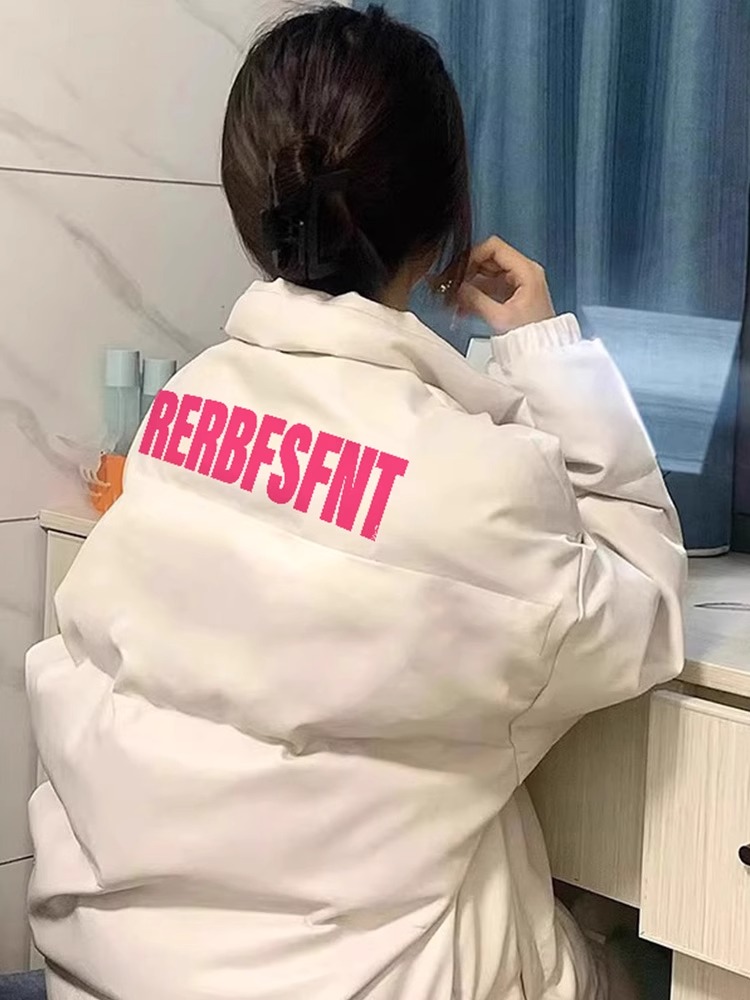 手塞棉棉服冬季新款寬鬆加厚棉衣麵包服印花外套女